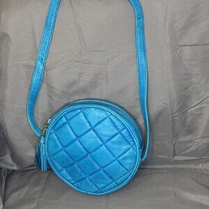 Giani Bernini, Vintage Leather Quilted Crossbody, Turquoise
